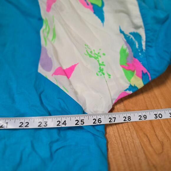 Vintage Isle Plus Track Set Womens 1X Plus Blue Floral Windbreaker Jacket 80s - Picture 15 of 16